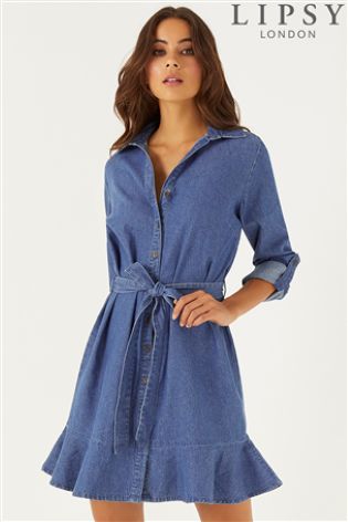 lipsy denim shirt dress